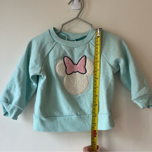 🌼 5/$25 Disney Baby Minnie Mouse Aqua Sweatshirt 12M Pink Bow Pullover Toddler - Picture 6 of 8